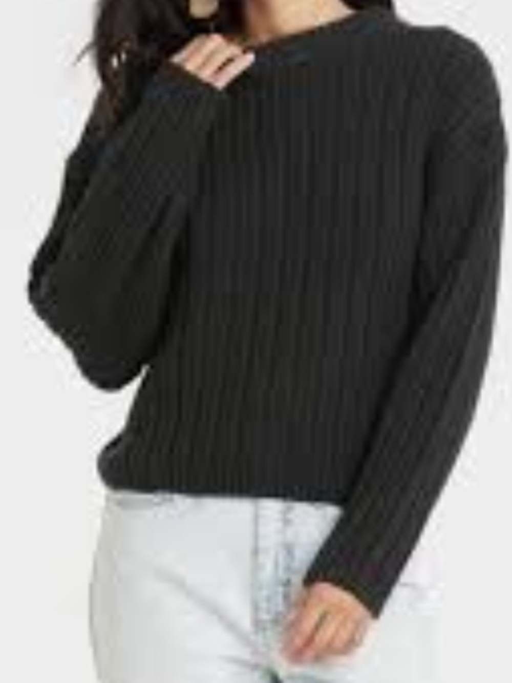 Universal Thread Black Ribbed Crewneck Sweater
